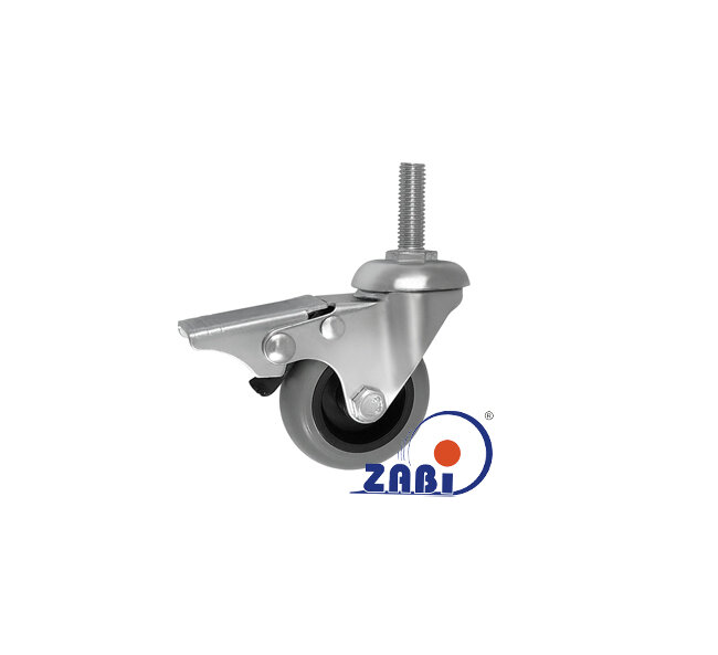 Apparaterollen und Räder/Möbelräder, Apparaterollen und Räder aus Kunststoff-Polyurethan, Lenkrollen mit Zapfen und Bremse mit dem Symbol M54TPUH*M10