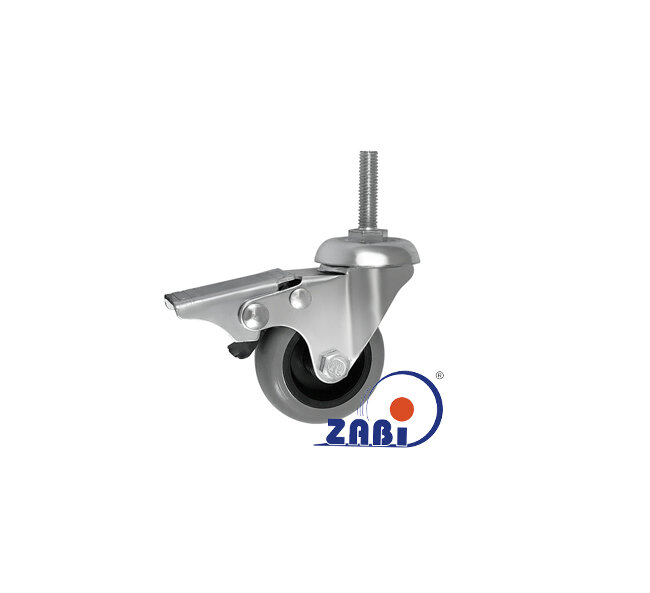 Apparaterollen und Räder/Möbelräder, Apparaterollen und Räder aus Kunststoff-Polyurethan, Lenkrollen mit Zapfen und Bremse mit dem Symbol M54TPUH*M8