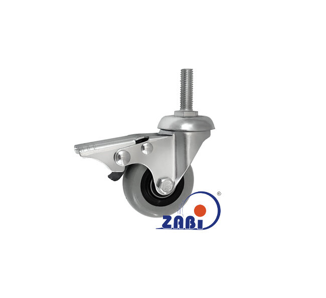 Apparaterollen und Räder/Möbelräder, Apparaterollen und Räder aus Kunststoff-Polyurethan, Lenkrollen mit Zapfen und Bremse mit dem Symbol M54TPULH*M10