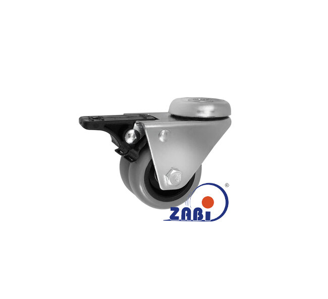 Apparaterollen und Räder/Möbelräder, Doppel Apparaterollen und Räder aus Kunststoff-Polyurethan, Lenkrollen mit Rückenloch und Bremse mit dem Symbol M57TPUH2