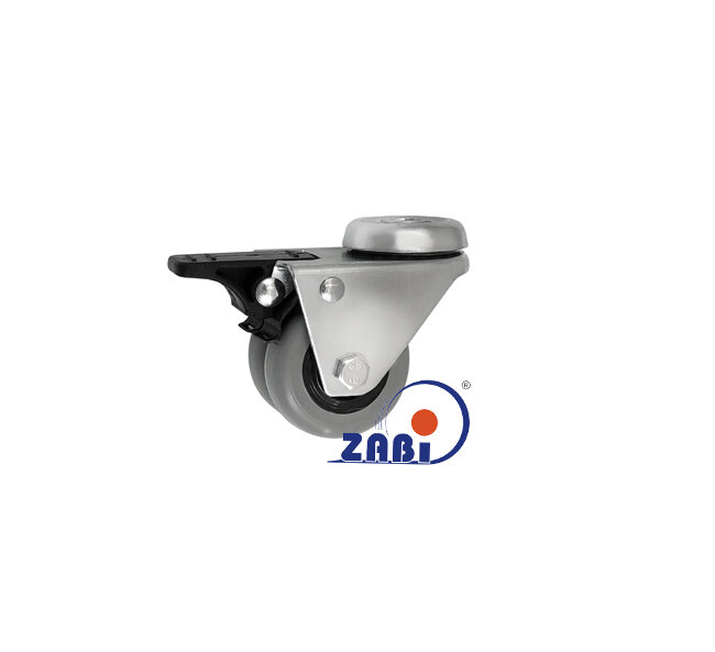 Apparaterollen und Räder/Möbelräder, Doppel Apparaterollen und Räder aus Kunststoff-Polyurethan, Lenkrollen mit Rückenloch und Bremse mit dem Symbol M57TPULH2