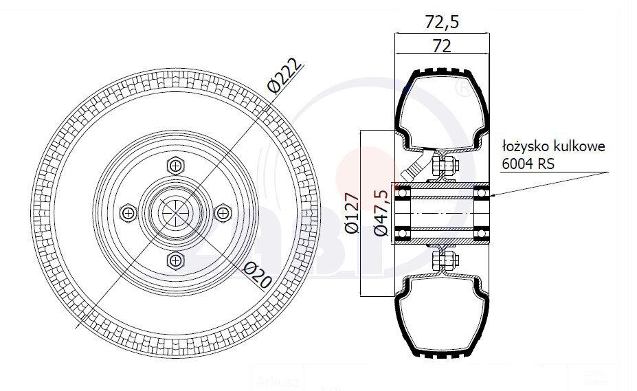 Колёса пневматические, Колёса пневматические, Отдельные колёса с обозначением 225MŁ