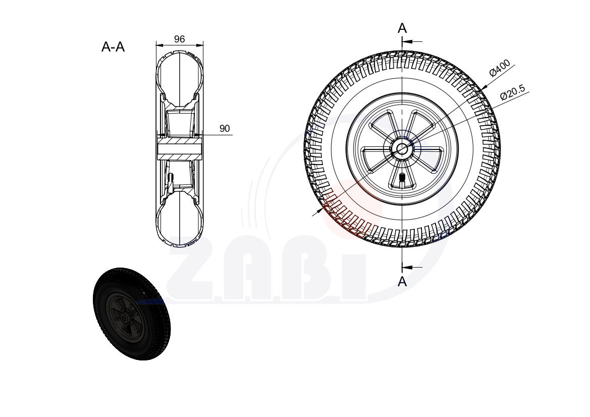 Pneumatic wheels, Pneumatic wheels, Pneumatic type wheels with symbol 4009X2T