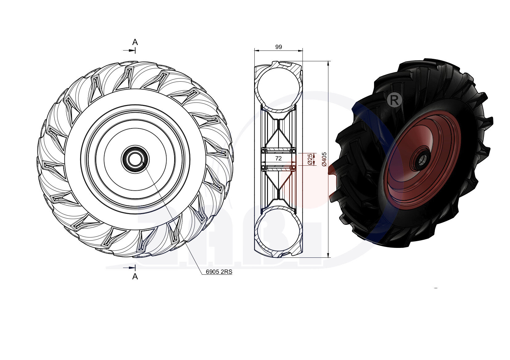Opony dętki i koła pneumatyczne, Koła pneumatyczne, Koła o symbolu 400X8TRŁ/25