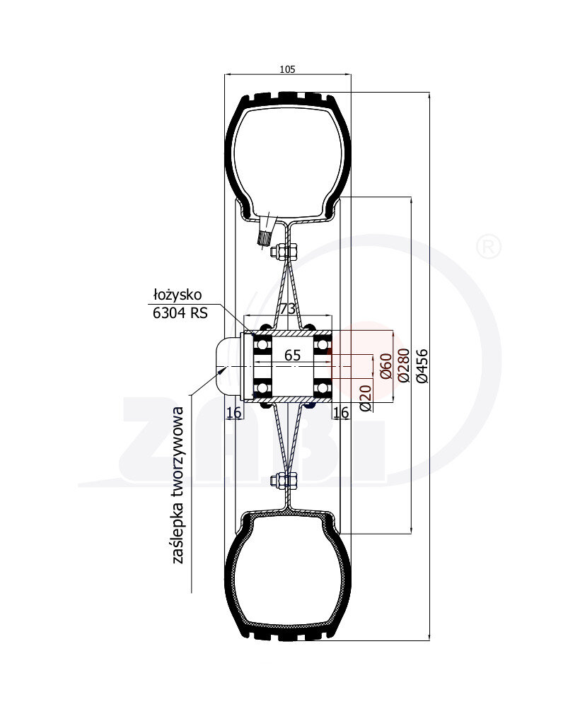 Opony dętki i koła pneumatyczne, Koła pneumatyczne, Koła o symbolu 400X10DŁ/20