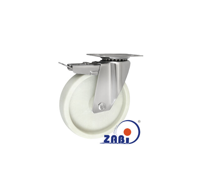 Koła i zestawy kołowe, Koła w obudowach ze stali nierdzewnej, W obudowach skrętnych z hamulcem ze stali nierdzewnej o symbolu 65BEX9H