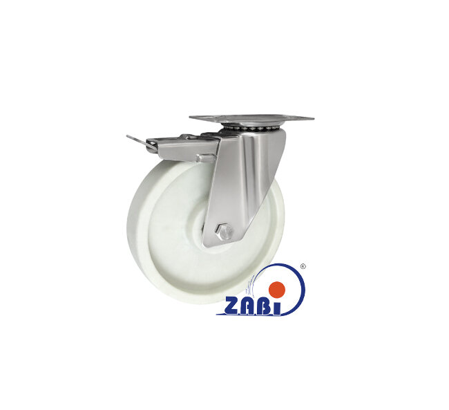 Koła i zestawy kołowe, Koła w obudowach ze stali nierdzewnej, W obudowach skrętnych z hamulcem ze stali nierdzewnej o symbolu 65BNBEXH