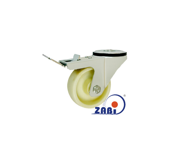 Koła odporne na wysoką temperaturę, Do 150°C tworzywowe, W obudowach z otworem i hamulcem o symbolu 8BEH/10