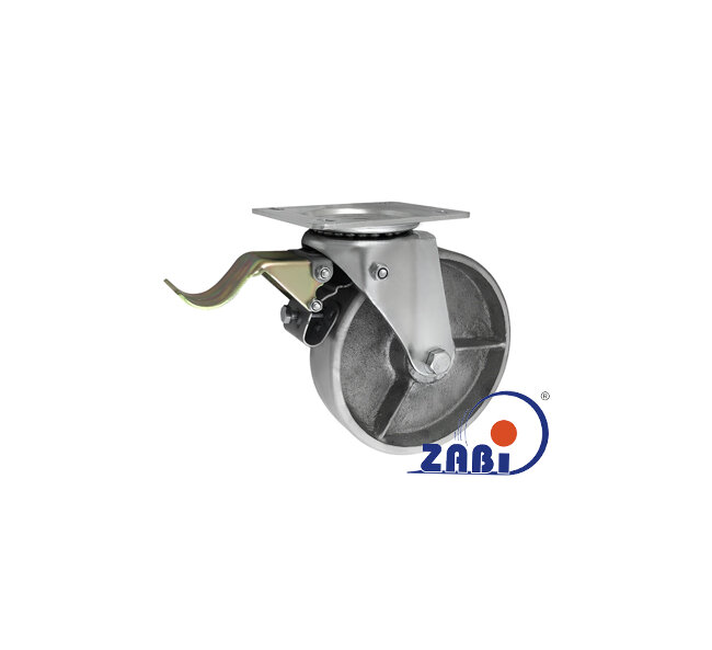 Koła odporne na wysoką temperaturę, Do 300°C aluminiowe, W obudowach skrętnych z hamulcem o symbolu A55H