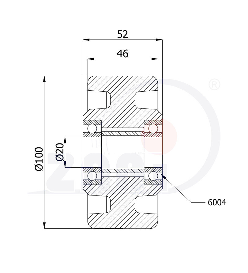 Koła odporne na wysoką temperaturę, Do 330°C żeliwne, Koła o symbolu 10ZE