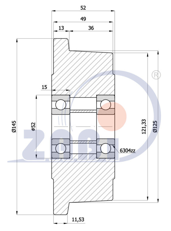 Колёса и наборы колёс, Колёса воротниковые из литой стали, Отдельные колёса с обозначением V30