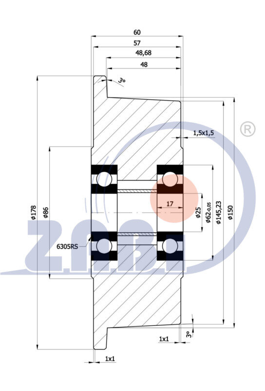 Колёса и наборы колёс, Колёса воротниковые из литой стали, Отдельные колёса с обозначением V50