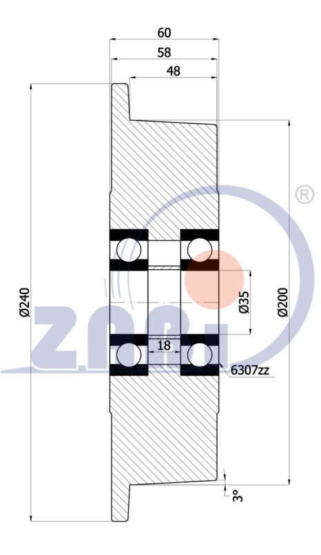Колёса и наборы колёс, Колёса воротниковые из литой стали, Отдельные колёса с обозначением V60