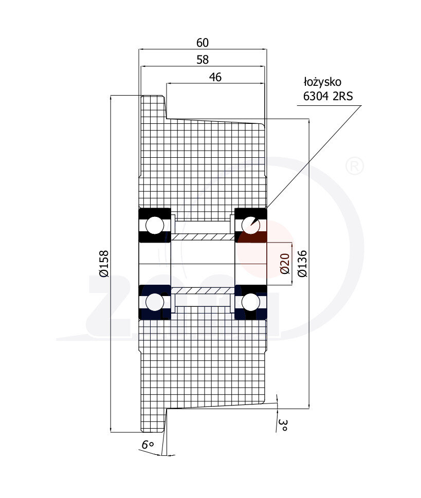 Räder und Rollen, Räder mit Flansch aus Vollstahl, mit dem Symbol V40PA6G