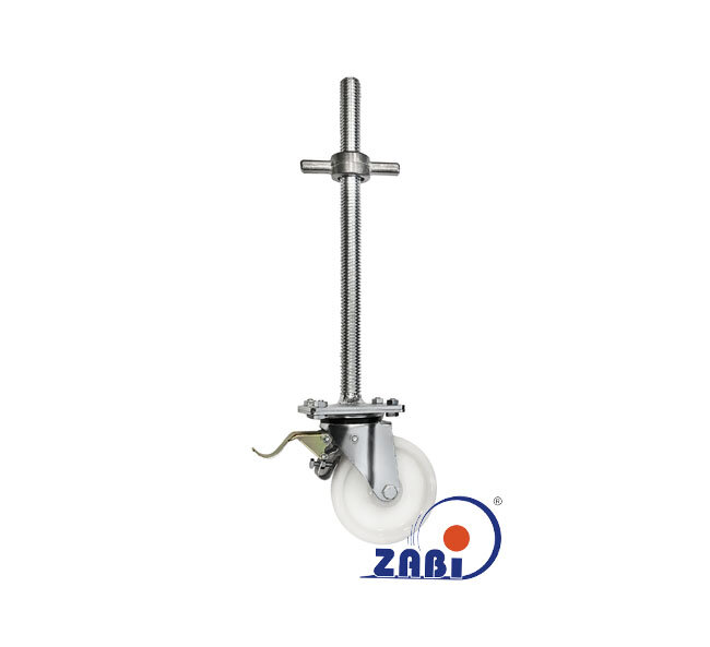 Rädersätze für Baugerüste mit Höhenverstellung, Polyamid-Polyurethan Rädersätze für Baugerüste mit Höhenverstellung, Rädersätze für Gerüste mit Höhenverstellung und Bremse mit dem Symbol Z45BH/32*