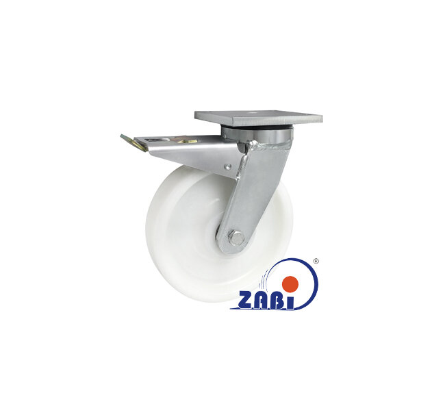 Колеса промышленные нейлоновые (полиамидные), Колесо большегрузное нейлоновое неповоротное, Колесо большегрузное нейлоновое поворотное с тормозом с обозначением 65BNNDH