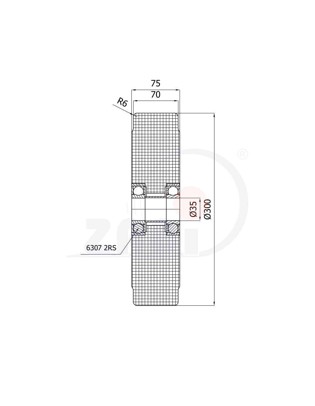 Schwerlasträder aus Polyamid PA6G, Schwerlasträder aus Polyamid PA6G, Räder mit dem Symbol 300PA6G