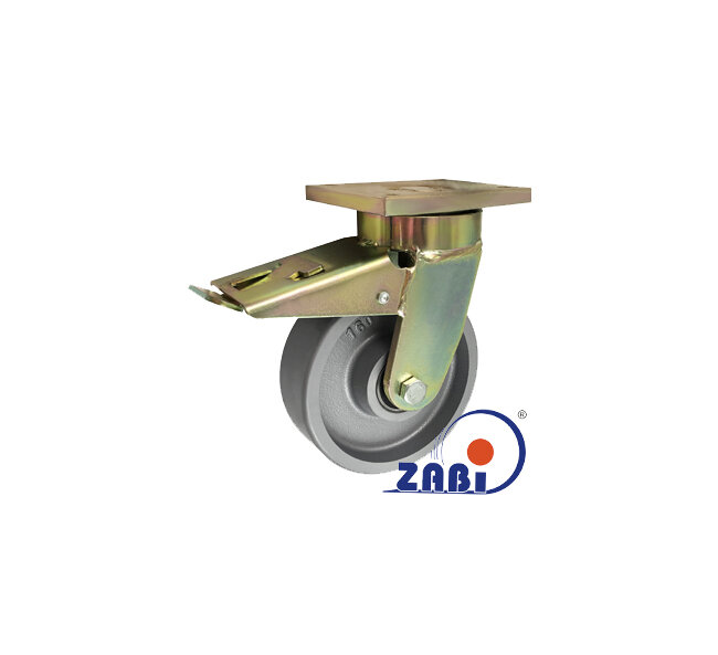 Колёса и наборы колёс, Колёса чугунные выдерживающие повышенную нагрузку, С поворотными опорами вареные с тормозом с обозначением 45ZH