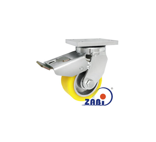 Колёса промышленные (алюминий + полиуретан), Колёса алюминий +полиуретан выдерживающие повышенную нагрузку, С поворотными опорами с тормозом с обозначением A15PDH