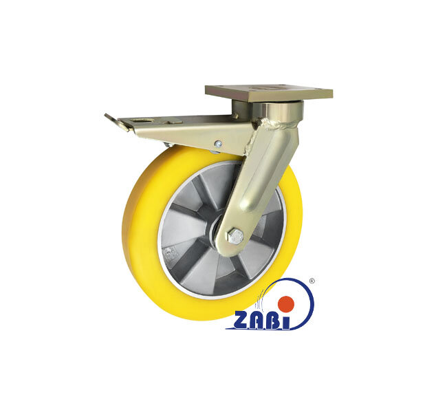 Колёса промышленные (алюминий + полиуретан), Колёса алюминий +полиуретан выдерживающие повышенную нагрузку, С поворотными опорами с тормозом с обозначением A95PDH