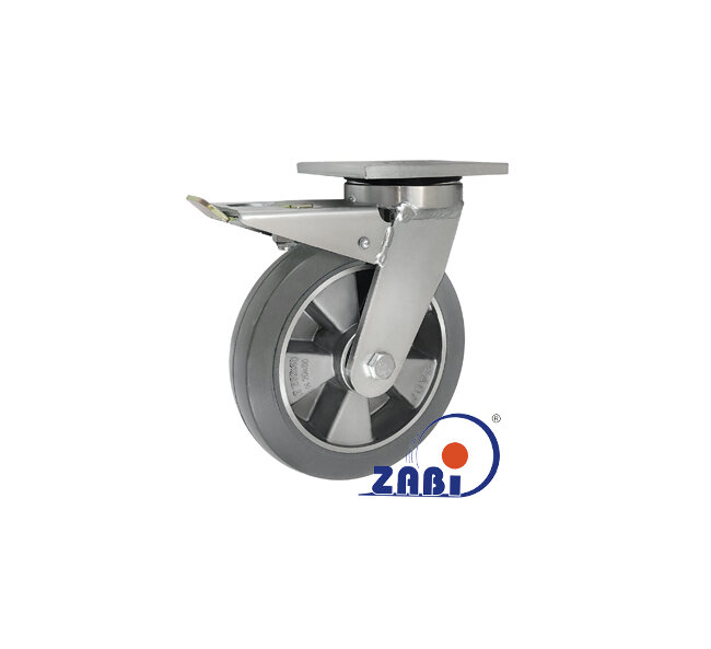 Koła aluminiowo-gumowe, Do dużych obciążeń, W obudowach skrętnych spawanych z hamulcem o symbolu A65GSDH