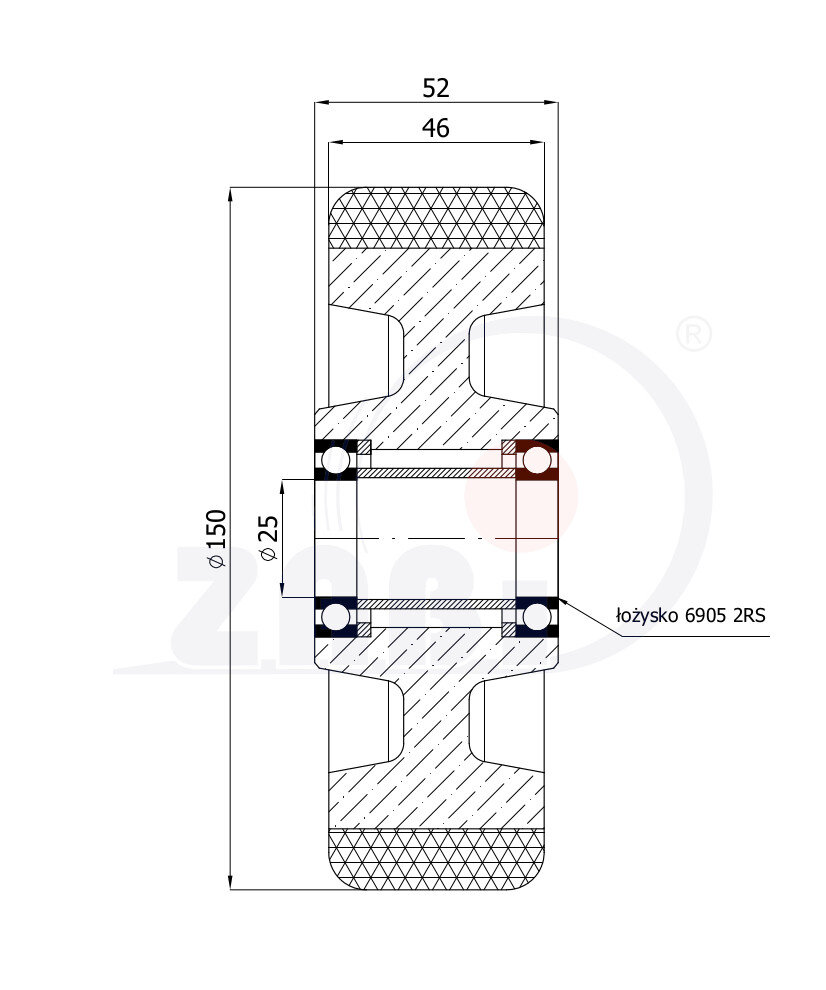 Колёса чугунные +полиуретан выдерживающие повышенную нагрузку, Колёса чугунные +полиуретан выдерживающие повышенную нагрузку, Отдельные колёса с обозначением 70ZP/25