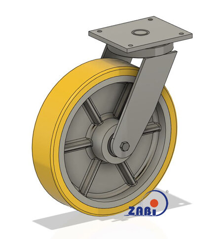 Колёса чугунные +полиуретан выдерживающие повышенную нагрузку, Колёса чугунные +полиуретан выдерживающие повышенную нагрузку, С поворотными опорами с обозначением 3502ZP