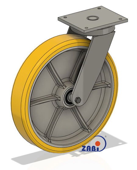 Колёса чугунные +полиуретан выдерживающие повышенную нагрузку, Колёса чугунные +полиуретан выдерживающие повышенную нагрузку, С поворотными опорами с обозначением 4002ZP