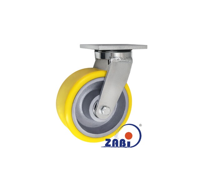 Колёса чугунные +полиуретан выдерживающие повышенную нагрузку, Колёса чугунные +полиуретан выдерживающие повышенную нагрузку, С поворотными опорами с обозначением 52ZPN