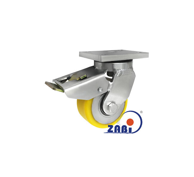 Колёса чугунные +полиуретан выдерживающие повышенную нагрузку, Колёса чугунные +полиуретан выдерживающие повышенную нагрузку, С поворотными опорами с тормозом с обозначением 15ZPH