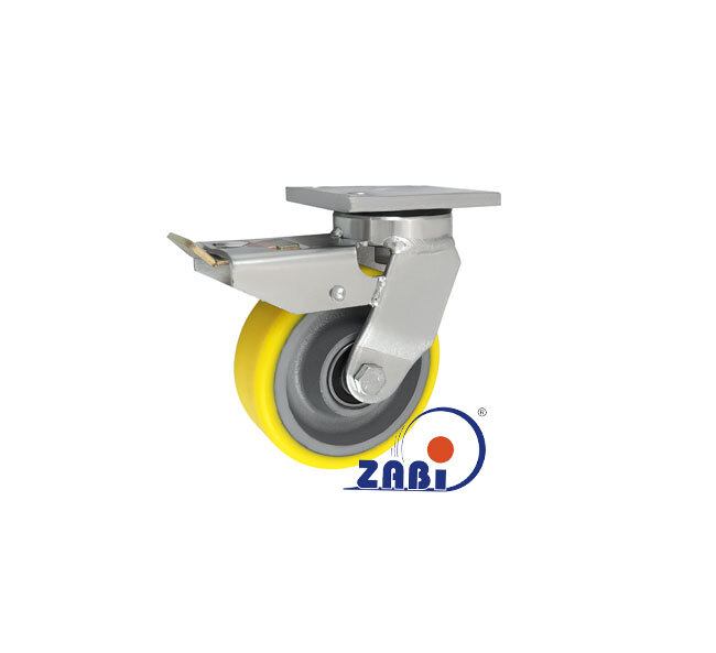 Колёса чугунные +полиуретан выдерживающие повышенную нагрузку, Колёса чугунные +полиуретан выдерживающие повышенную нагрузку, С поворотными опорами с тормозом с обозначением 25ZPDH