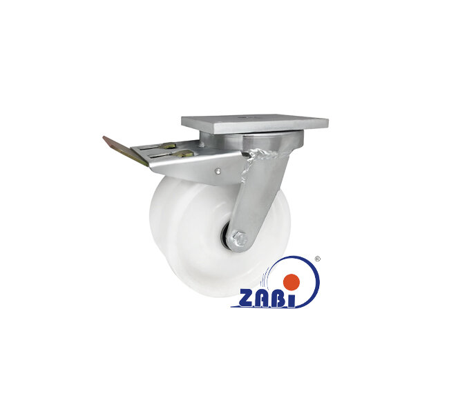 Колеса промышленные нейлоновые (полиамидные), Колёса полиамидные с опорами типа тандем выдерживающие повышенную нагрузку, С поворотными опорами с тормозом с обозначением 65BNDH2