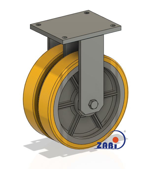 Колёса чугунные +полиуретан выдерживающие повышенную нагрузку, Колёса чугун +полиуретан с опорами типа тандем выдерживающие повышенную нагрузку, С неповоротными опорами с обозначением 3503ZP2