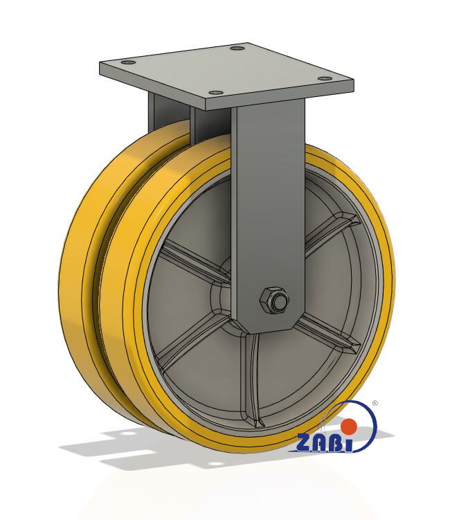 Колёса чугунные +полиуретан выдерживающие повышенную нагрузку, Колёса чугун +полиуретан с опорами типа тандем выдерживающие повышенную нагрузку, С неповоротными опорами с обозначением 4003ZP2