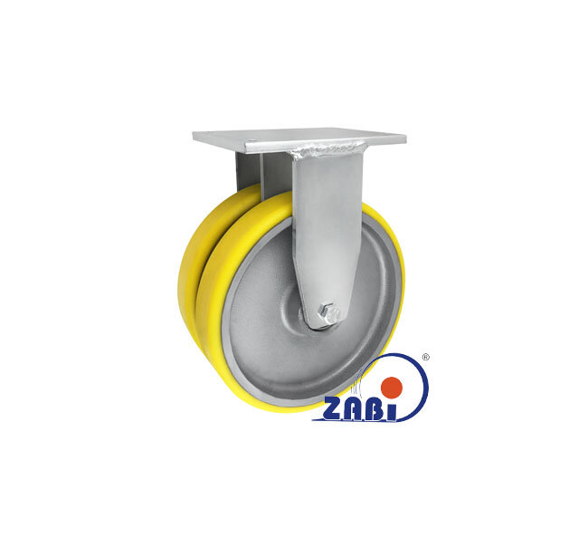 Колёса чугунные +полиуретан выдерживающие повышенную нагрузку, Колёса чугун +полиуретан с опорами типа тандем выдерживающие повышенную нагрузку, С неповоротными опорами с обозначением 93ZP2