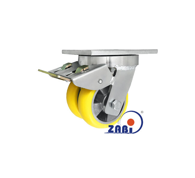 Koła aluminiowo-poliuretanowe, Do dużych obciążeń podwójne typu tandem, W obudowach skrętnych spawanych z hamulcem o symbolu A25PRDH2