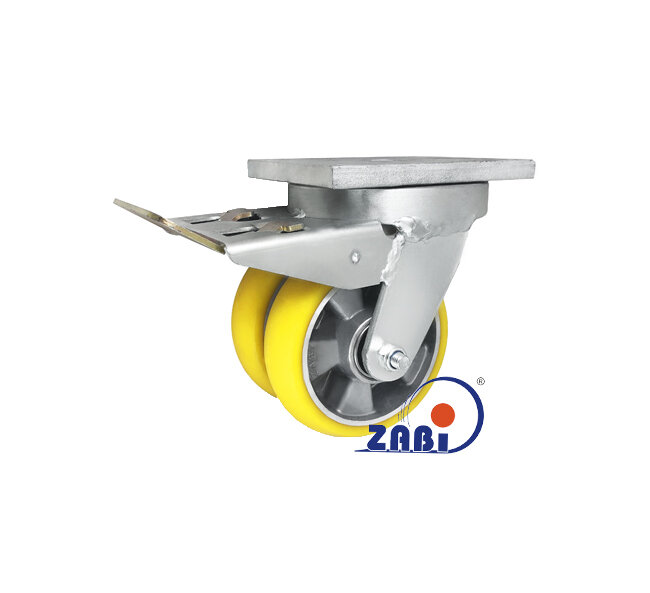 Koła aluminiowo-poliuretanowe, Do dużych obciążeń podwójne typu tandem, W obudowach skrętnych spawanych z hamulcem o symbolu A45PRDH2