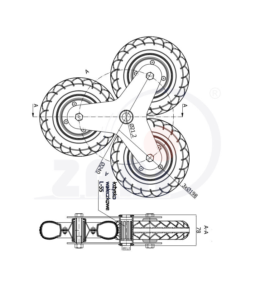 , Teile und Zubehör für Räder, Treppenlift-Transport-Set mit dem Symbol 200MS-3-KTS