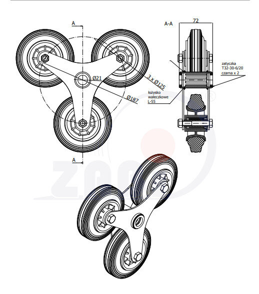 , Teile und Zubehör für Räder, Treppenlift-Transport-Set mit dem Symbol 20T-3-KTS