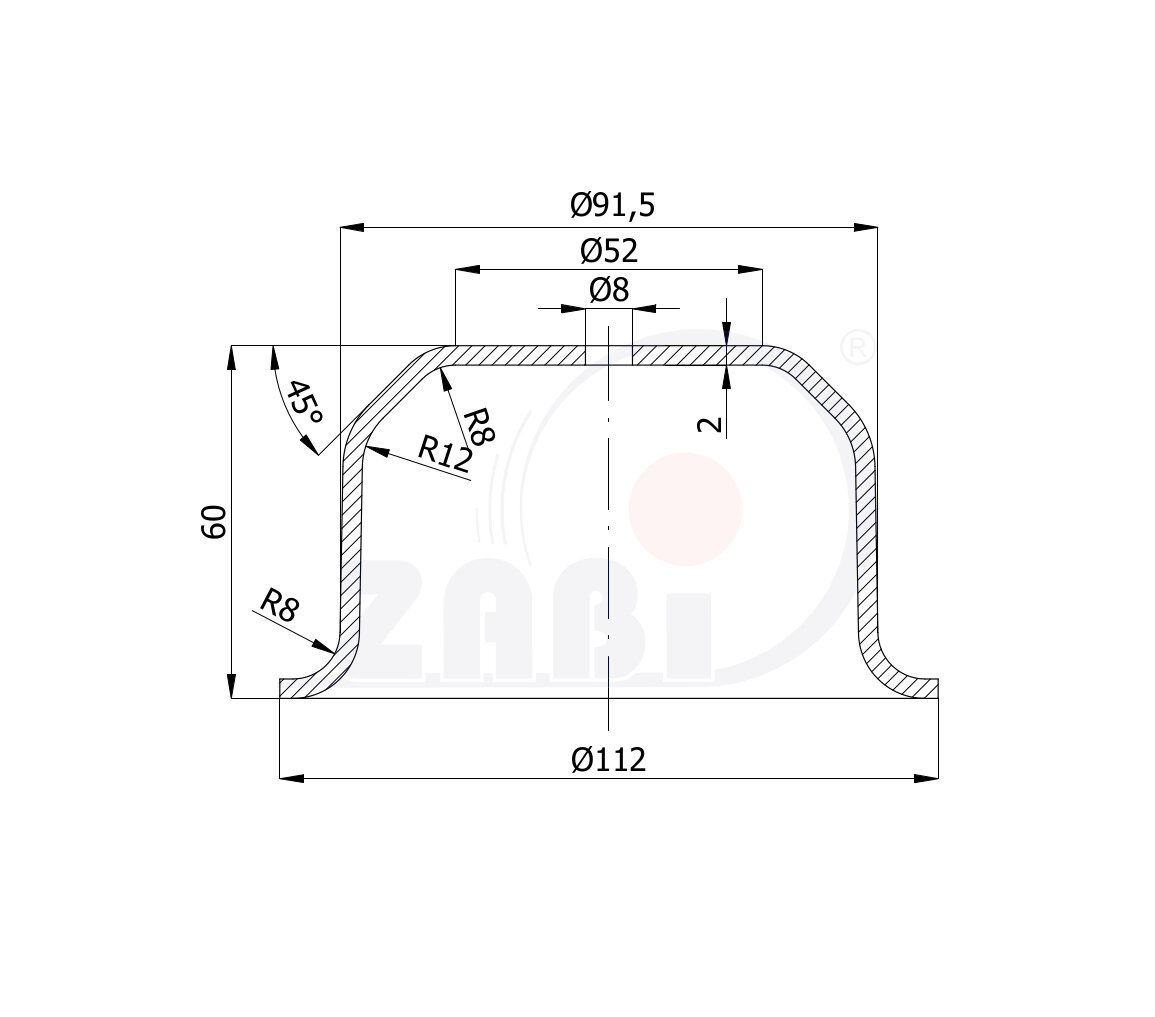 , Części i akcesoria do kół, Płytki montażowe / podstawy obrotowe o symbolu SP/112x60/8/2
