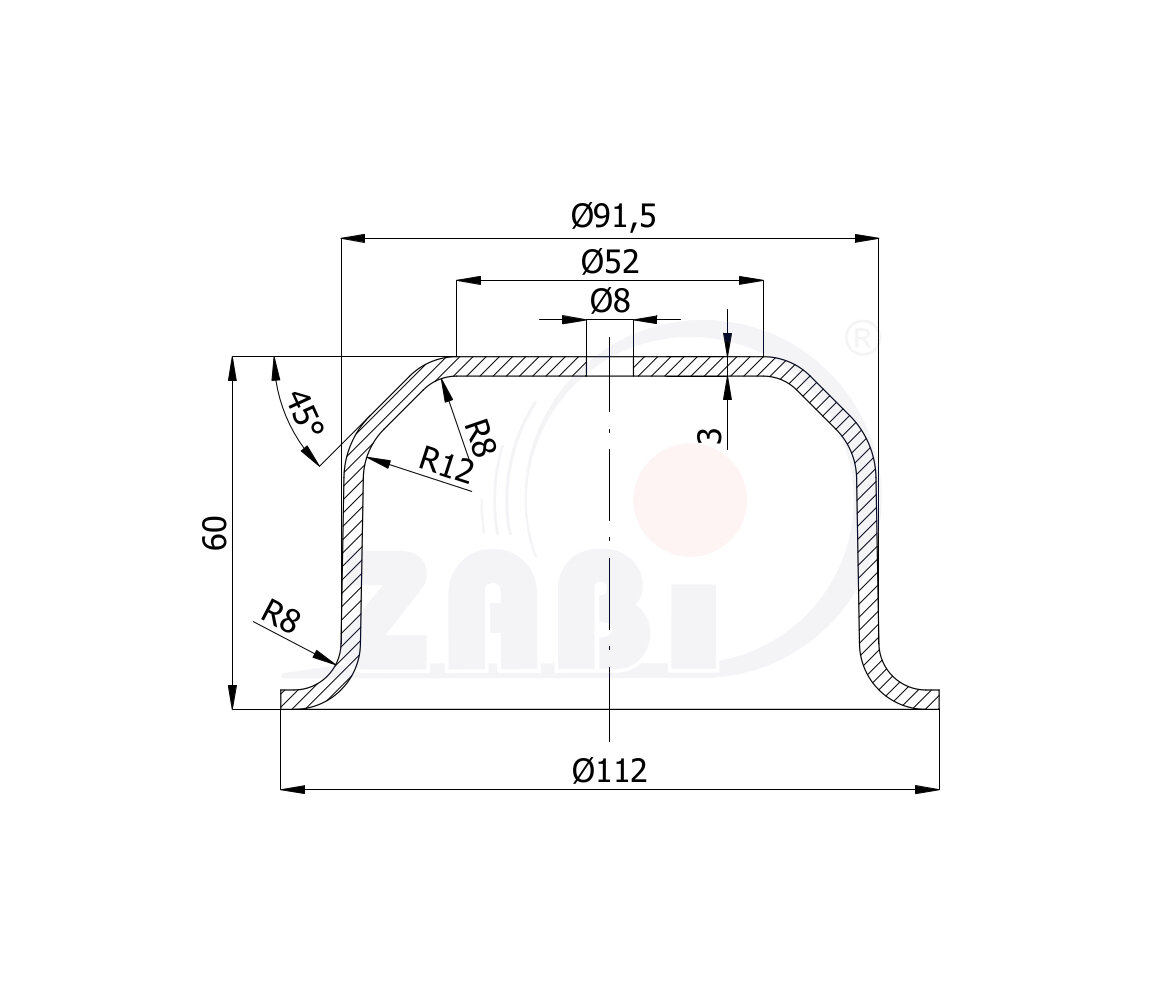 , Części i akcesoria do kół, Płytki montażowe / podstawy obrotowe o symbolu SP/112x60/8/3