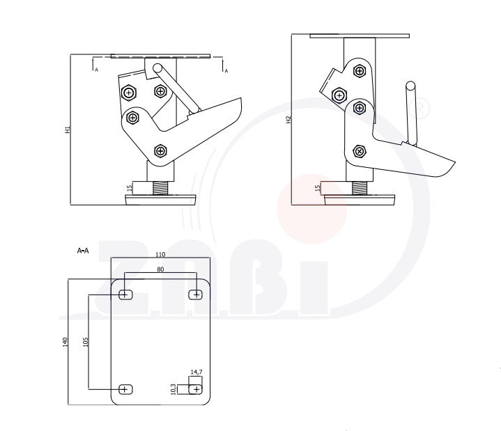 , Części i akcesoria do kół, Stopy blokujące o symbolu STB-125
