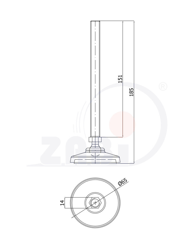, Części i akcesoria do kół, Stopki wahliwe nierdzewne o symbolu SWX-M12X150