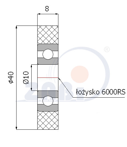 Ролики пластиковые и металлические, Ролики полиуретановые, Ролик полиуретановый на подшипнике с обозначением RP-40-8/10