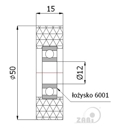 Ролики пластиковые и металлические, Ролики полиуретановые, Ролик полиуретановый на подшипнике с обозначением RP-50-15/12