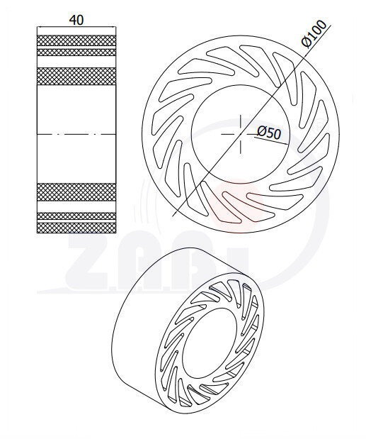 , Ролики пластиковые и металлические, Ролики „no crush” с обозначением KNC-100-40/50