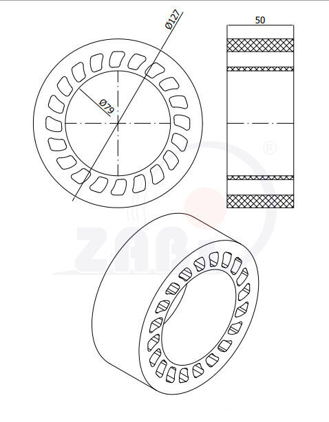 , Ролики пластиковые и металлические, Ролики „no crush” с обозначением KNC-127-50/79