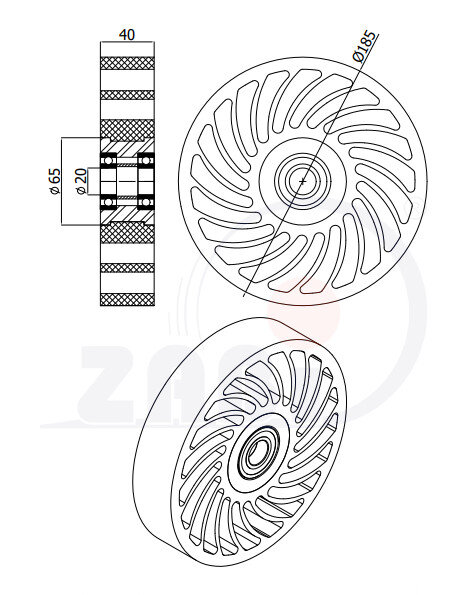 , Ролики пластиковые и металлические, Ролики „no crush” с обозначением KNC-185-40/20Ł