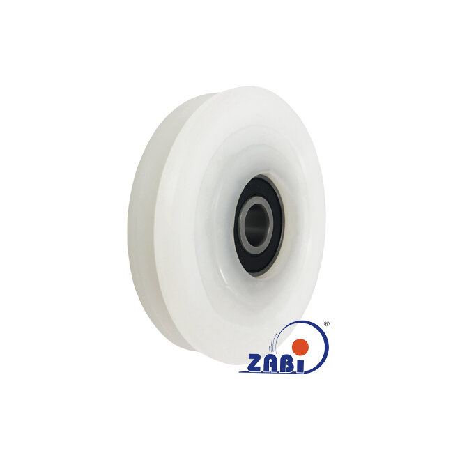 Plastic and metal rollers, Plastic polyamide rollers, Plastic profiled rollers with a bearing and rope with symbol C80/8Ł/12