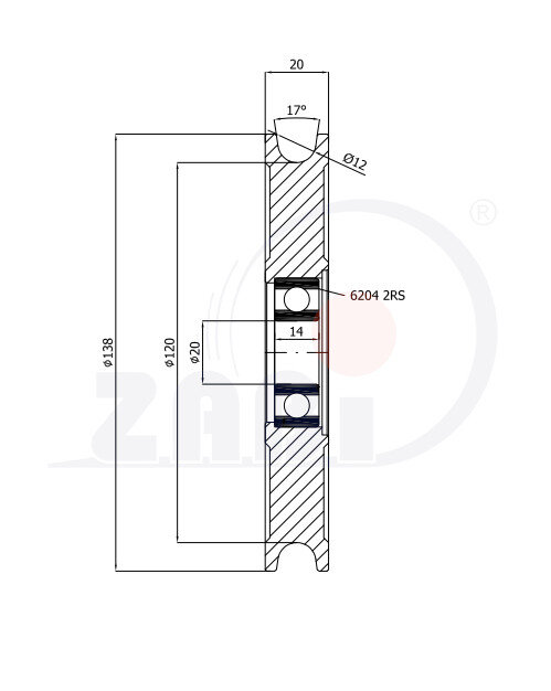 Ролики пластиковые и металлические, Ролики металлические, Пластиковые профилированные под шпагат с подшипником с обозначением CM140/12Ł/20